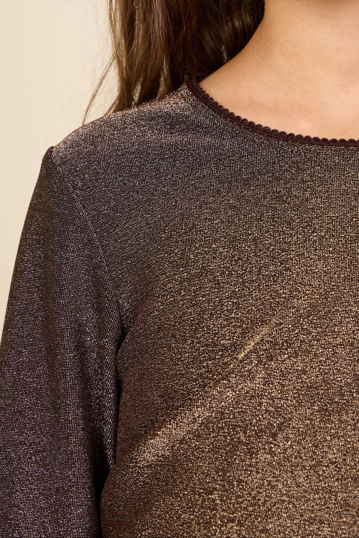 Langarmshirt mit Lurex Kids - Dark Brown | 101663 Helen