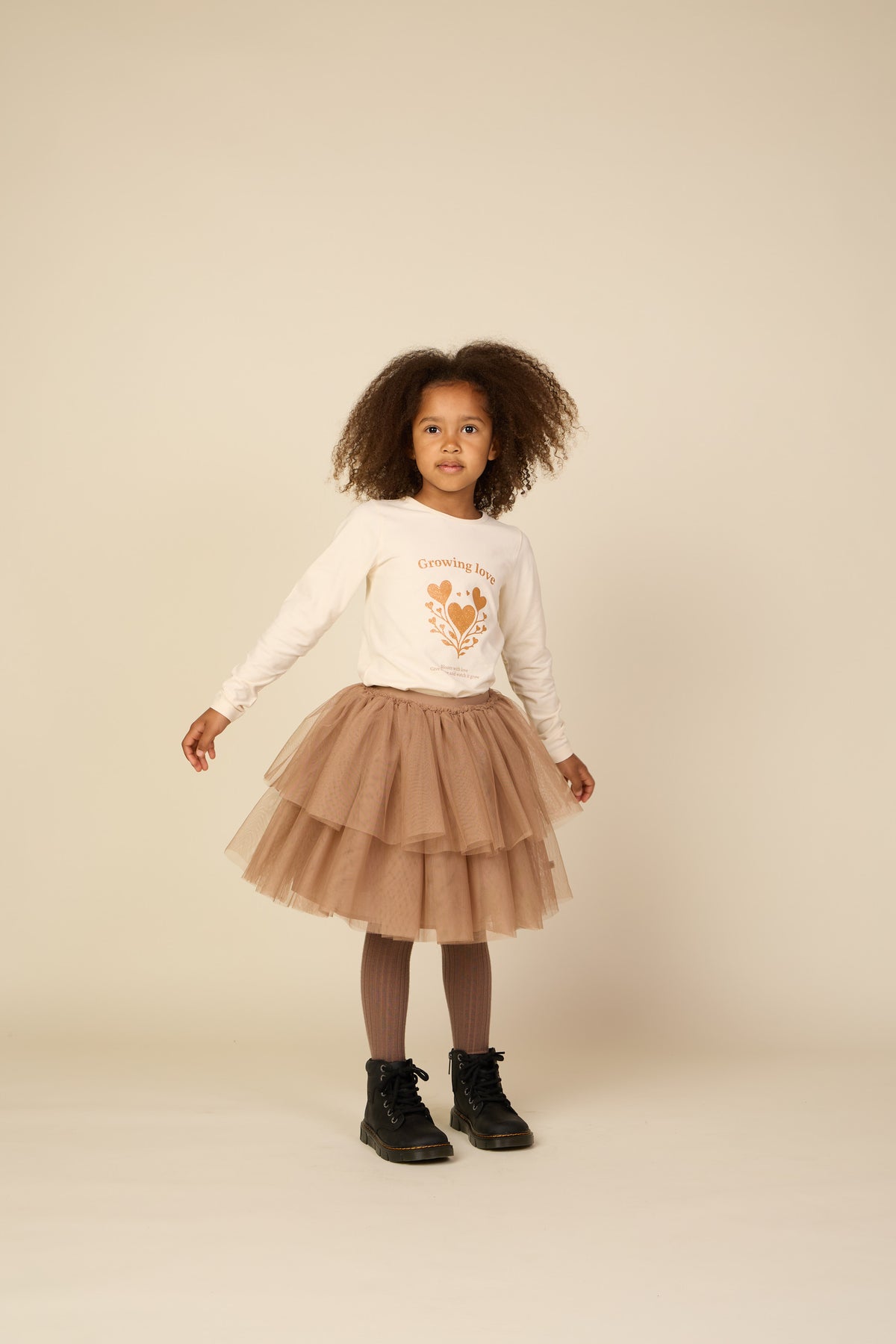 Langarmshirt mit Glitzerprint Kids - Offwhite | 101711 Piper