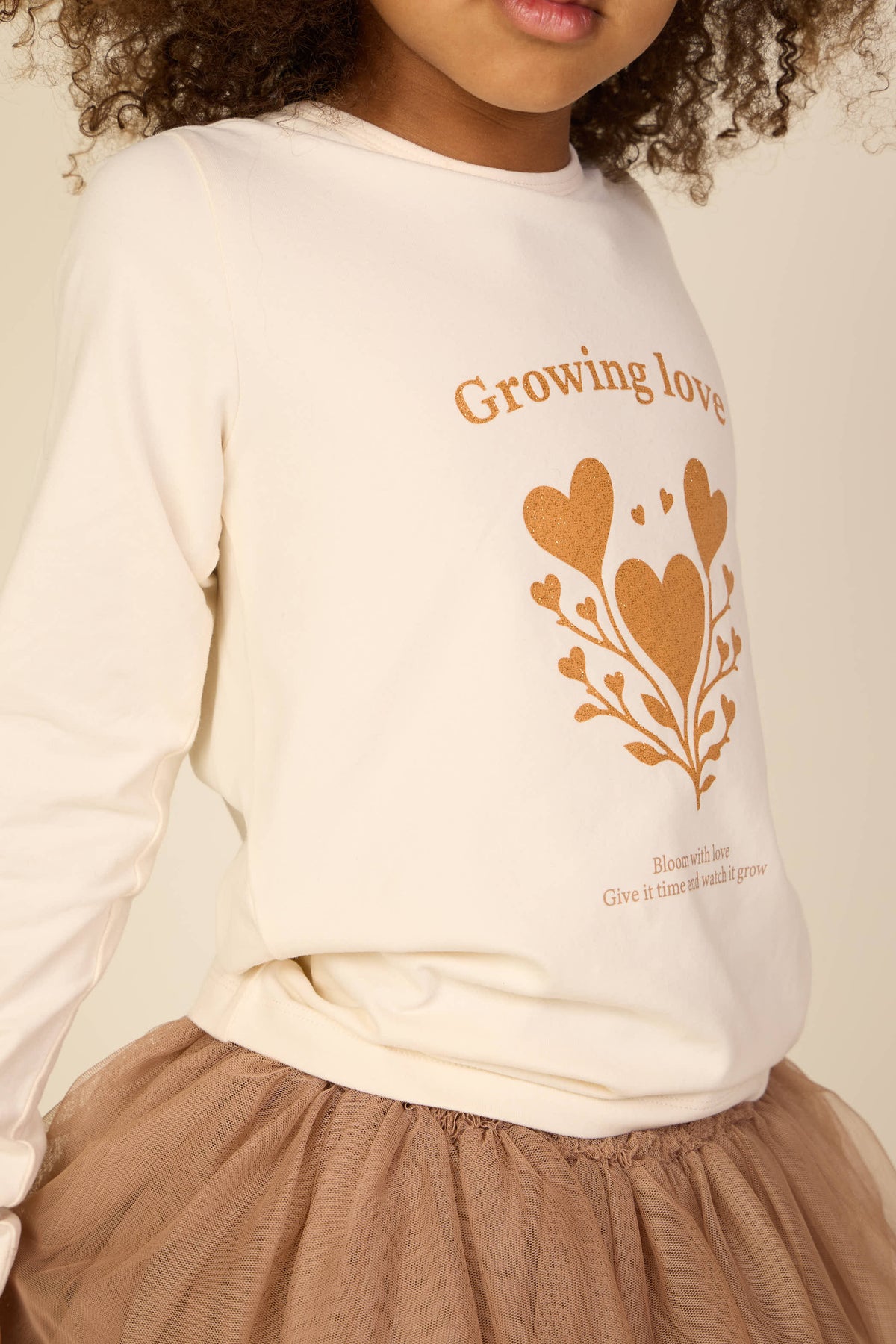 Langarmshirt mit Glitzerprint Tween - Offwhite | 101712 Piper