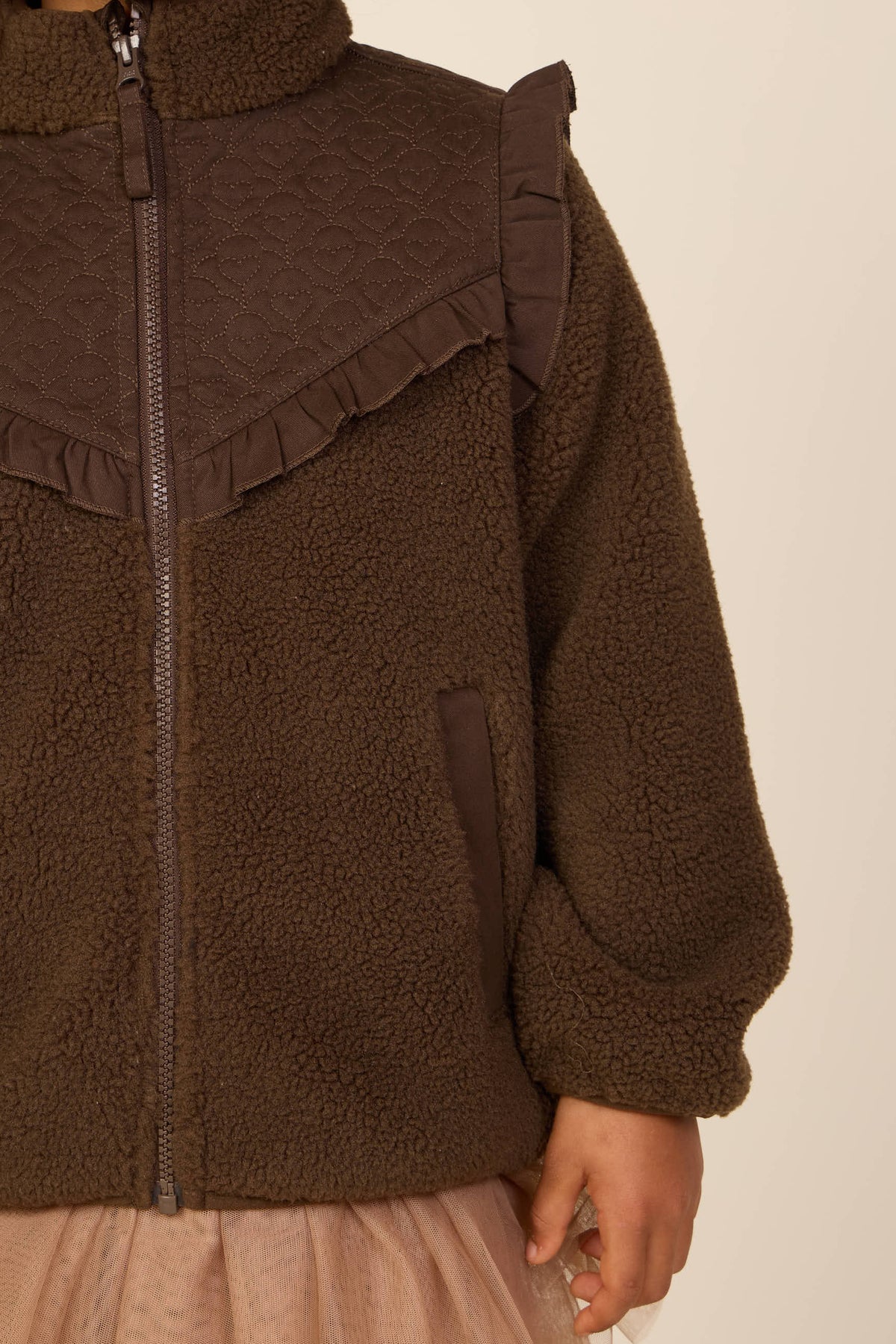 Teddyjacke mit gesteppter Passe Kids - Dark Brown | 101683 Hailey