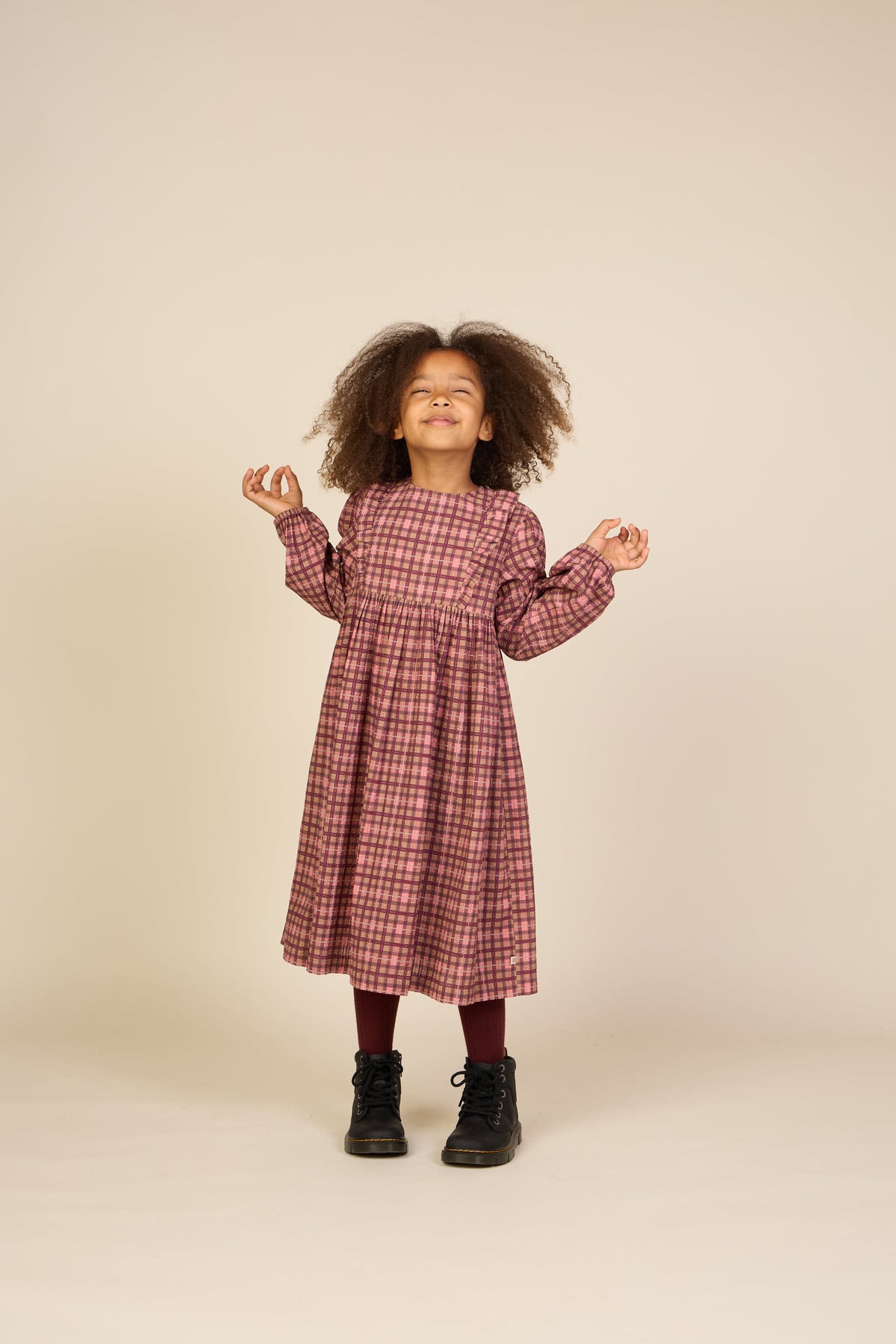 Kariertes Baumwollkleid Tween - Rose | 101486 Penny
