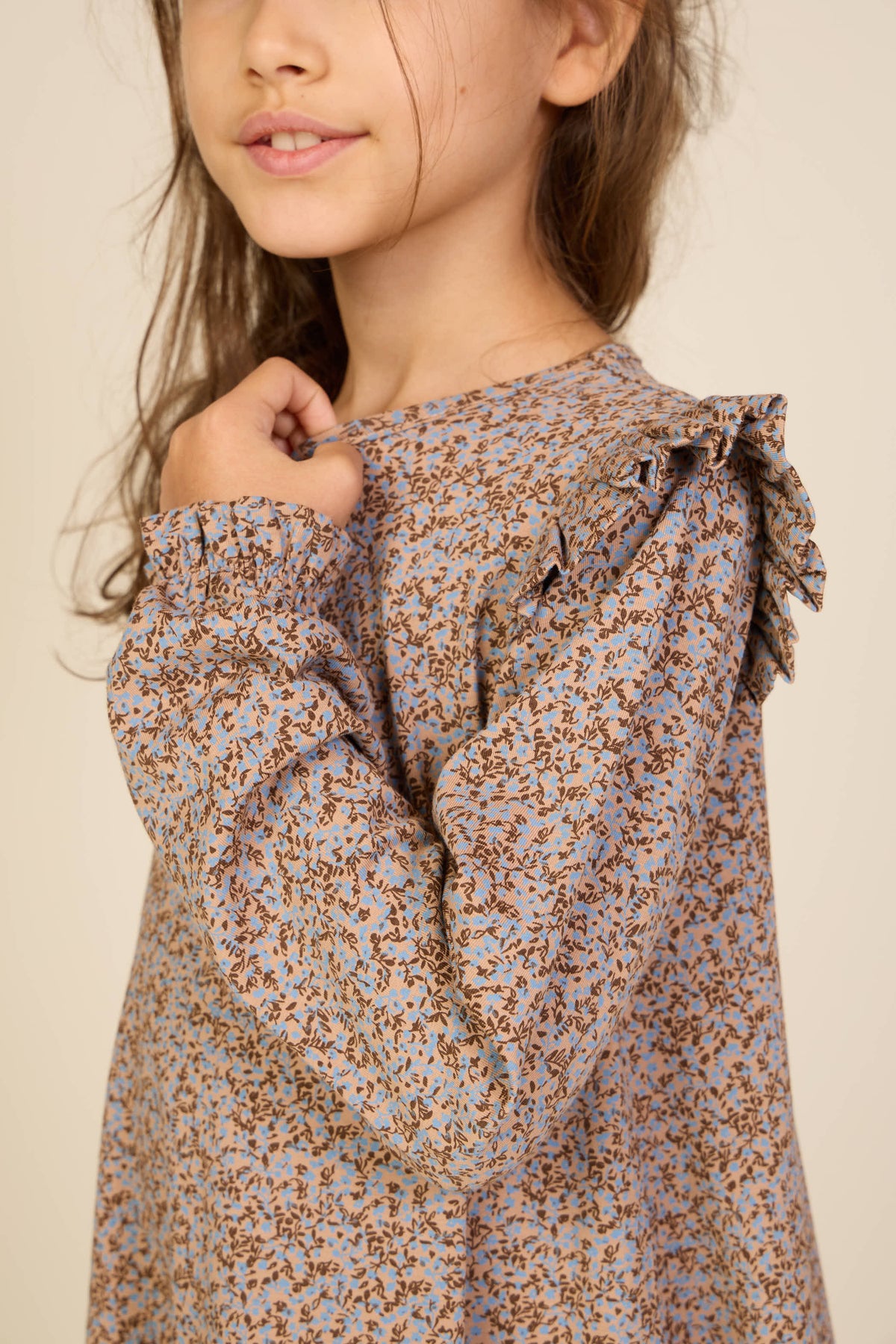 Kleingeblümtes Jerseykleid Tween - Blue/Brown | 101554 Heidi