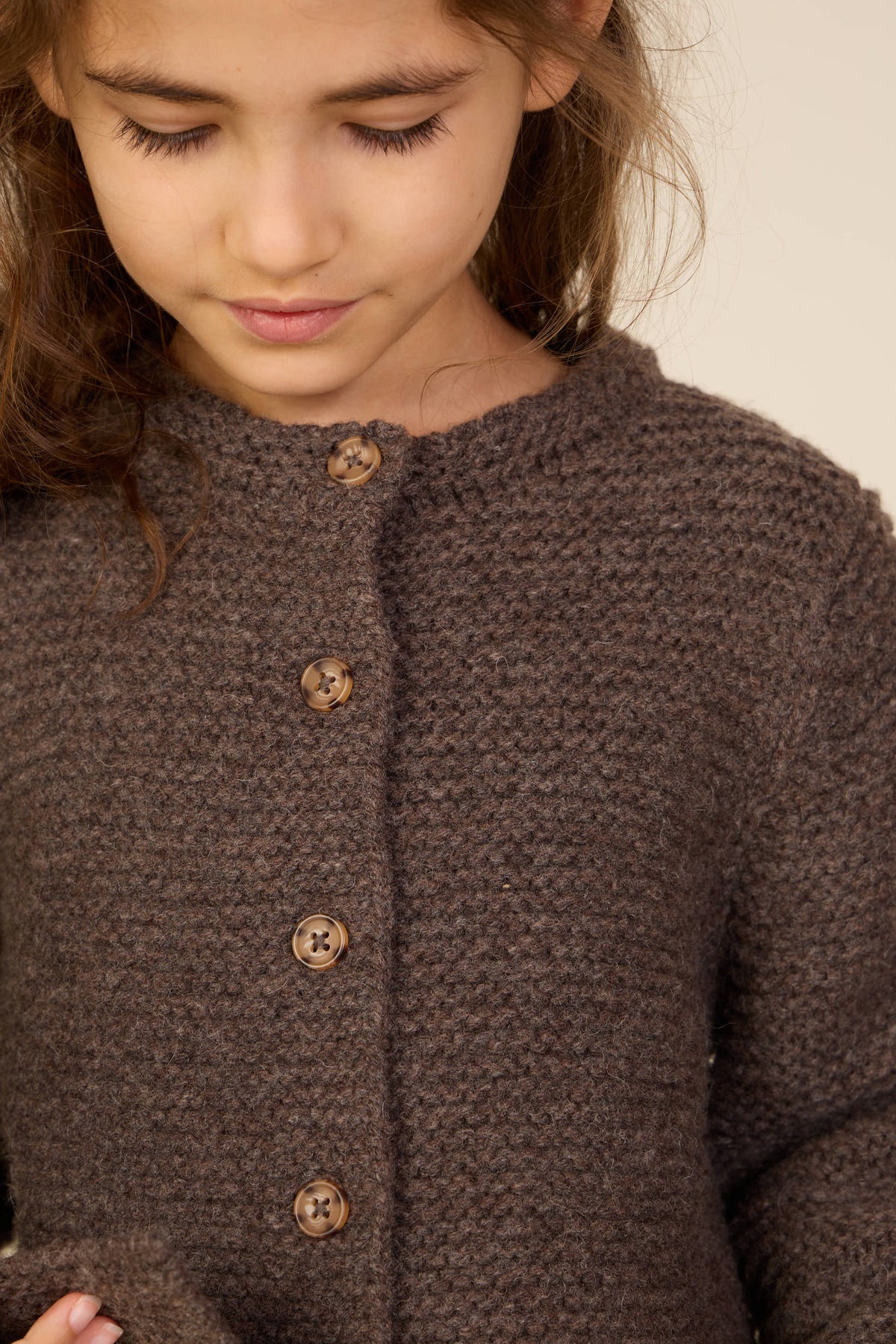Strickjacke aus Wolle - Tween - Chocolate Melange | 100877 Maya
