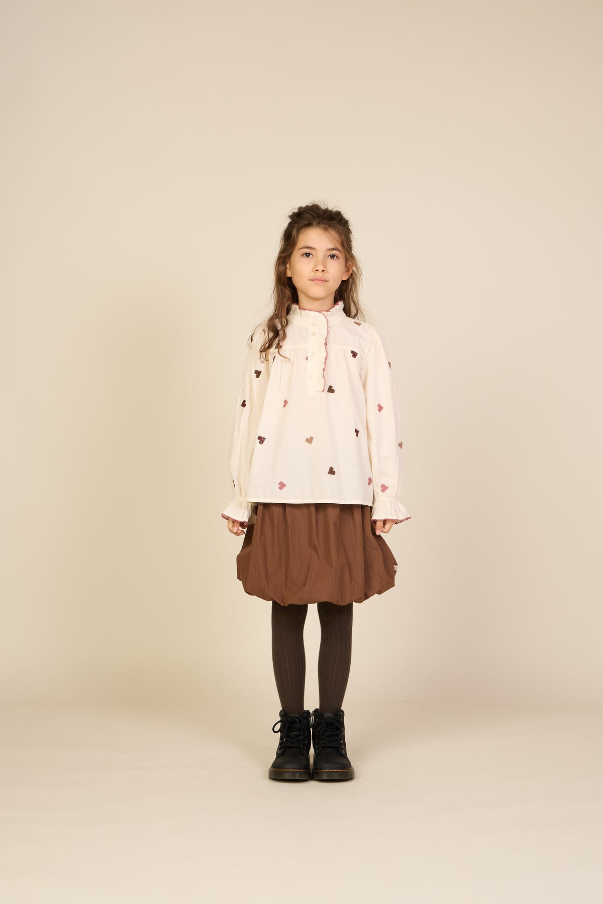 Baumwollbluse mit Herzstickerei Tween - Rose/Bordeaux | 101458 Elina