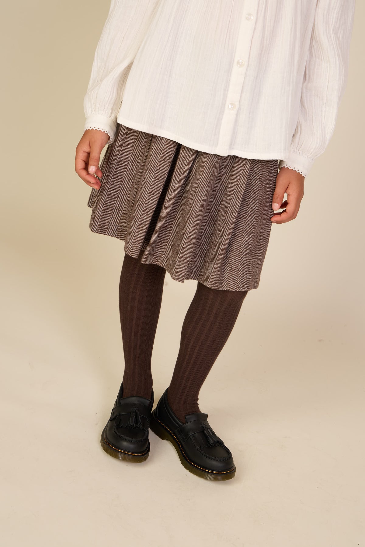 Baumwollrock mit Fischgrätmuster Tween - Dark Brown | 101521 Susse