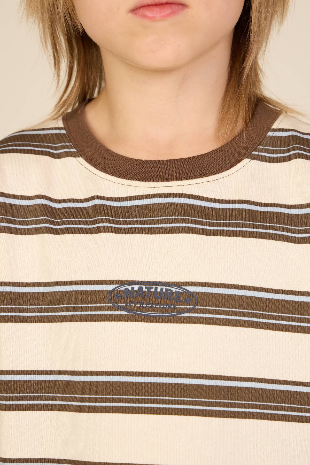 Gestreiftes Langarmshirt Tween - Offwhite/Brown | 101702 Hugo