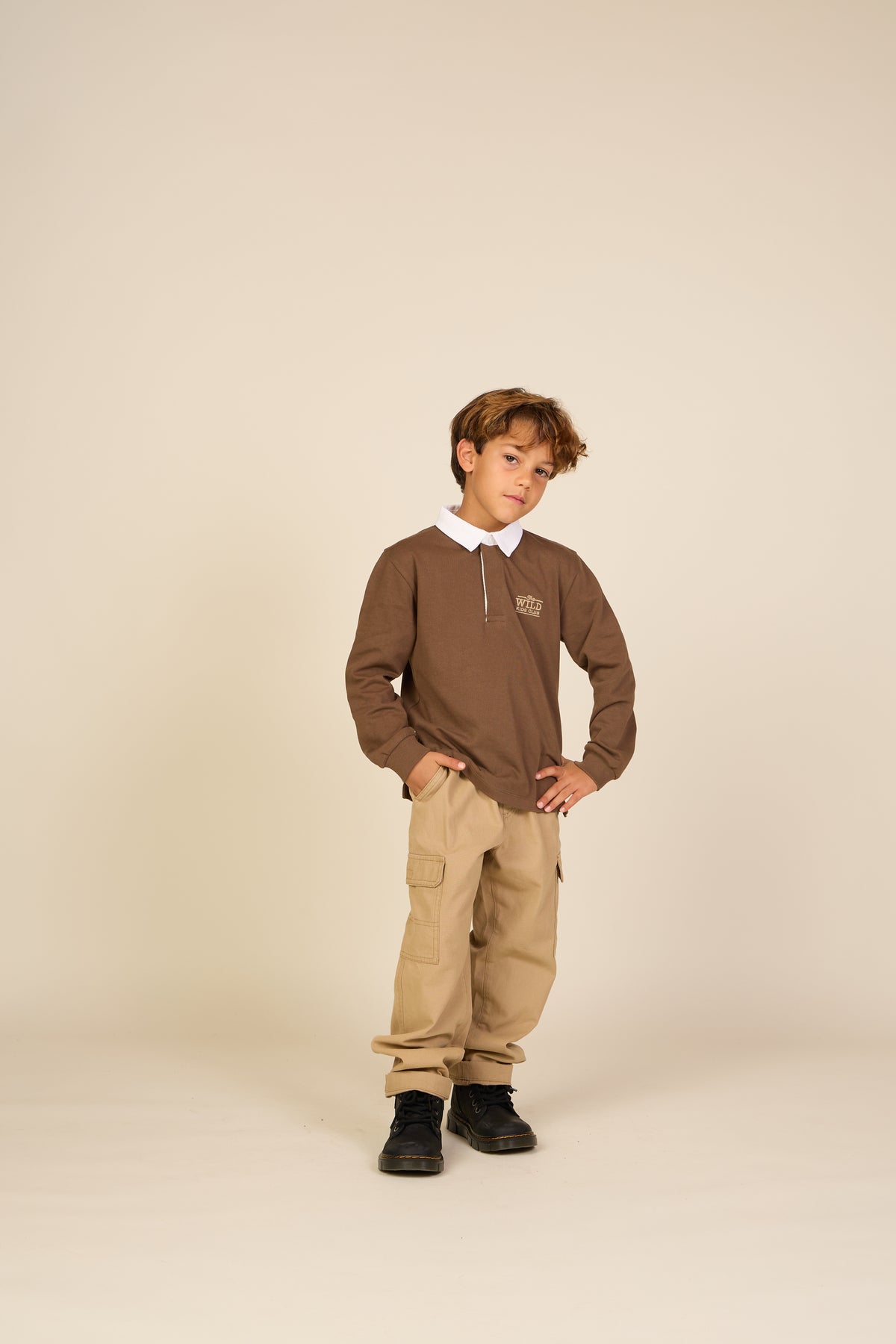 Langarm-Poloshirt aus Jersey Tween - Dark Brown | 101694 Ruben