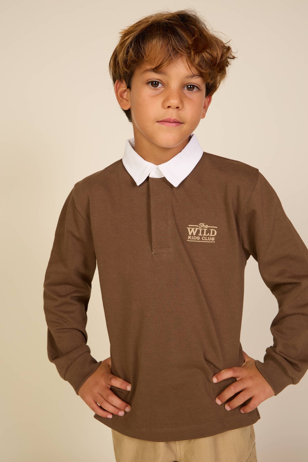 Langarm-Poloshirt aus Jersey Tween - Dark Brown | 101694 Ruben