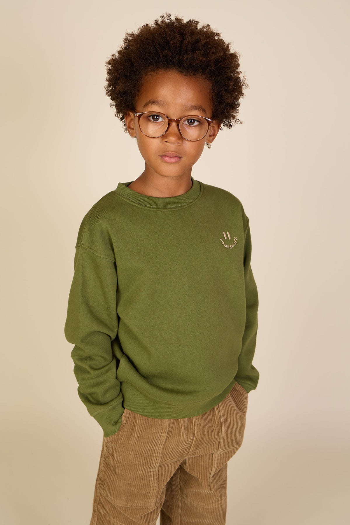 Rundhals-Sweatshirt mit Smiley-Stickerei Tween - Moss Green | 101576 Andrew