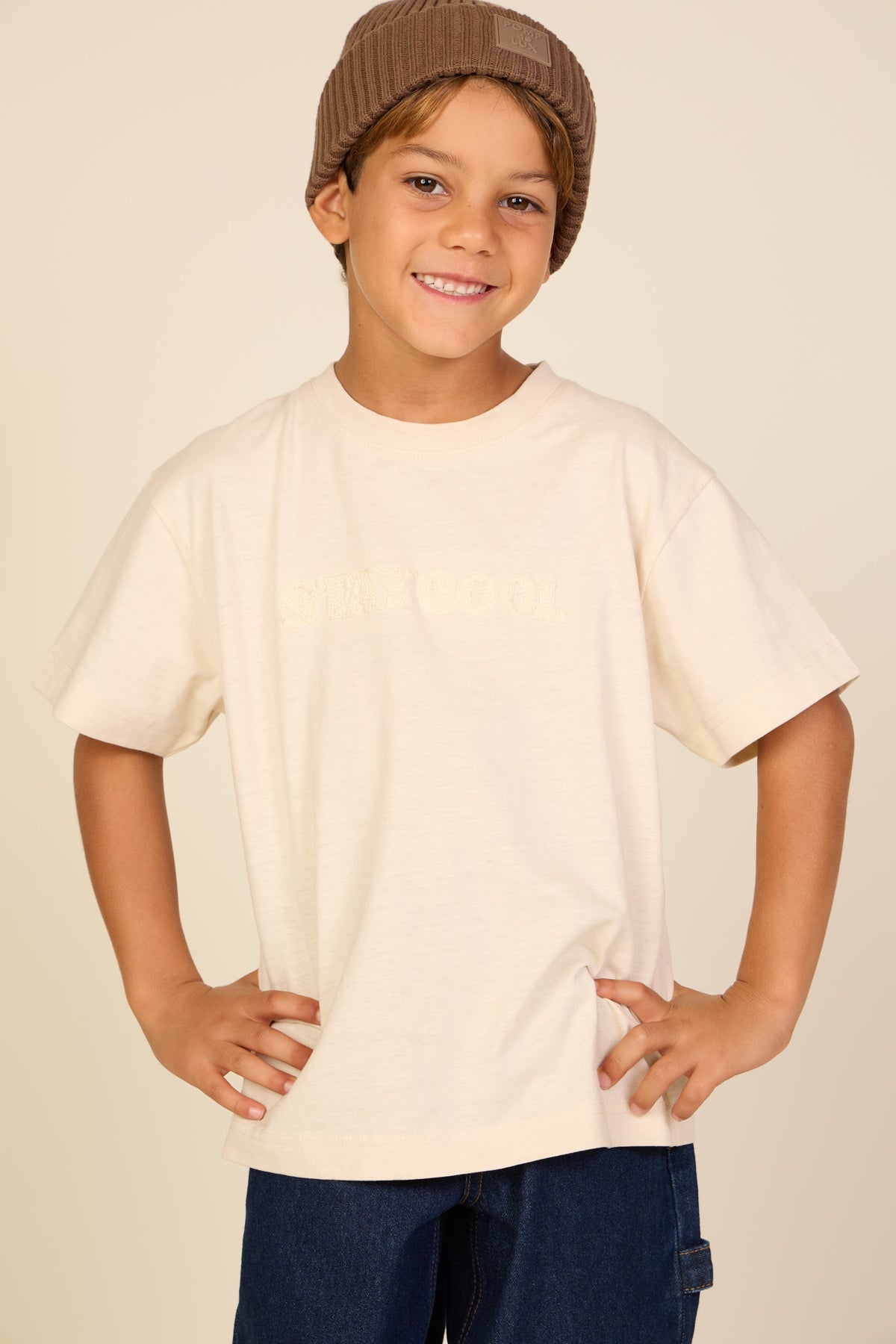 Slub-Jersey Stickerei T-Shirt - Tween - Off White | 101160 Villum