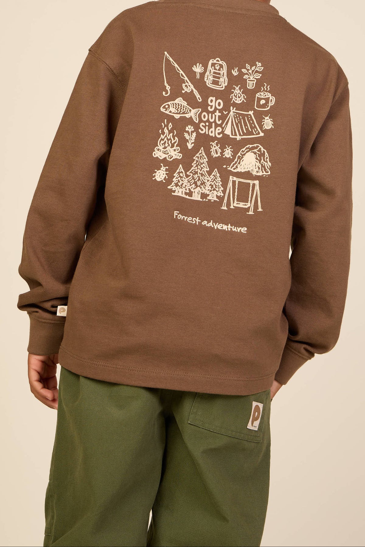Langarmshirt mit Rückenprint Kids - Brown | 101709 Weston