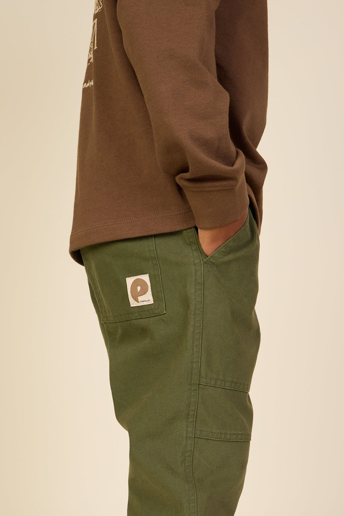 Canvas-Hose mit aufgesetzten Taschen Kids - Moss Green | 101535 Greyson