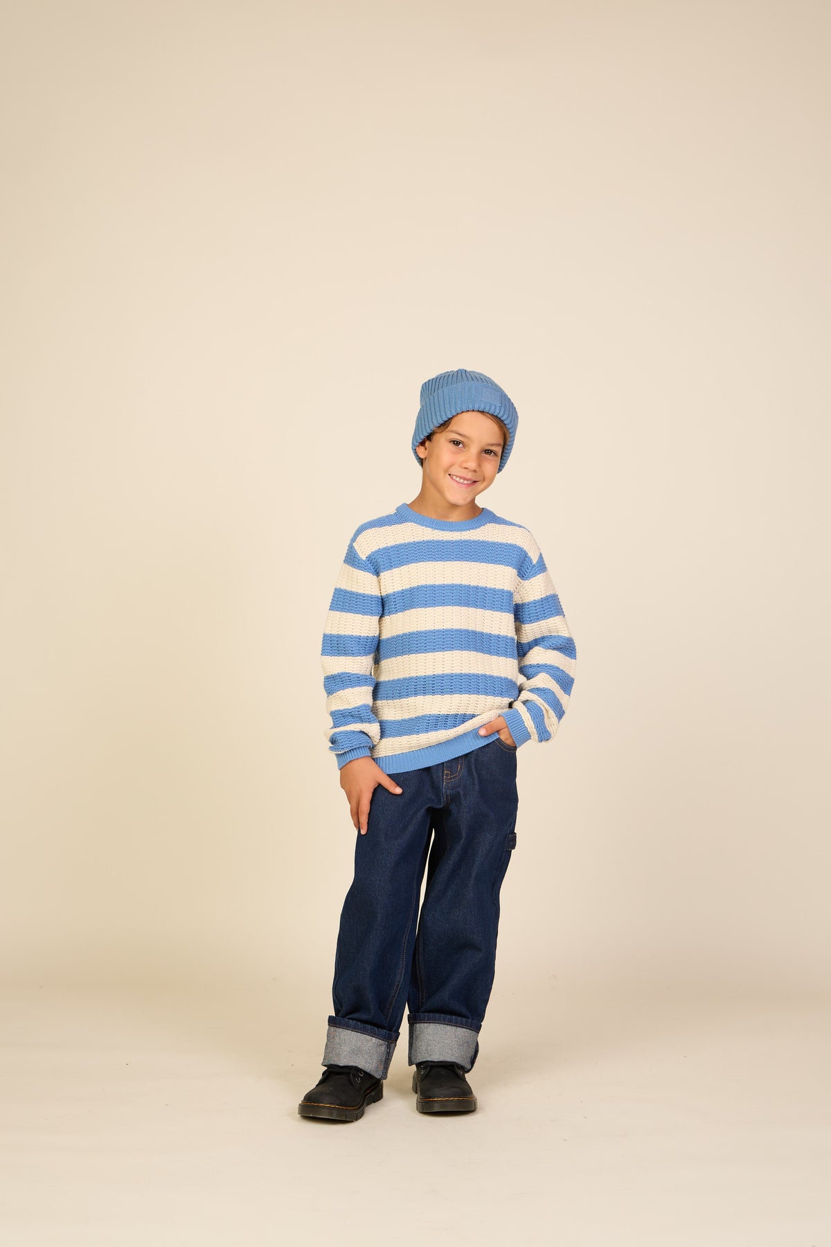 Gestreifter Strick - Tween - Dusty Blue / Offwhite | 101284 Brady