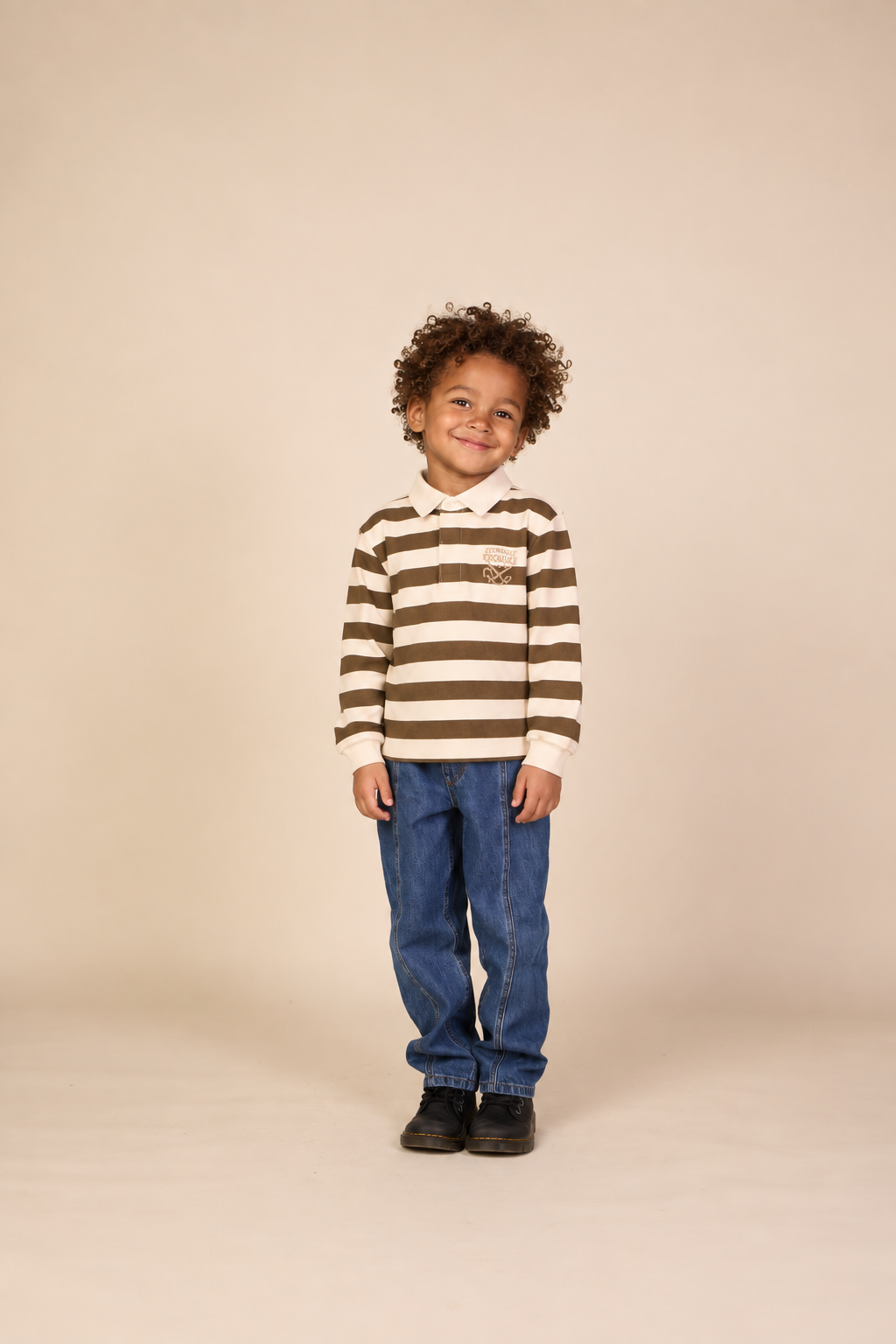 Gestreiftes Polo-Sweatshirt - Kids - Dark Brown/Offwhite | 101397 Marco
