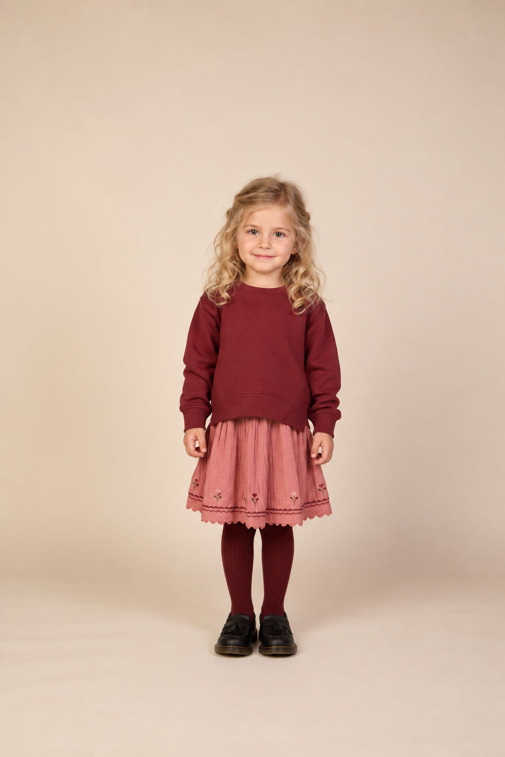 Musselinrock mit Kreuzstichstickerei Kids - Dusty Rose | 101469 Laureen