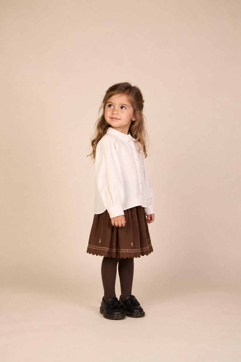 Baumwollhemd mit Spitzenkragen Kids - Offwhite | 101459 Holly