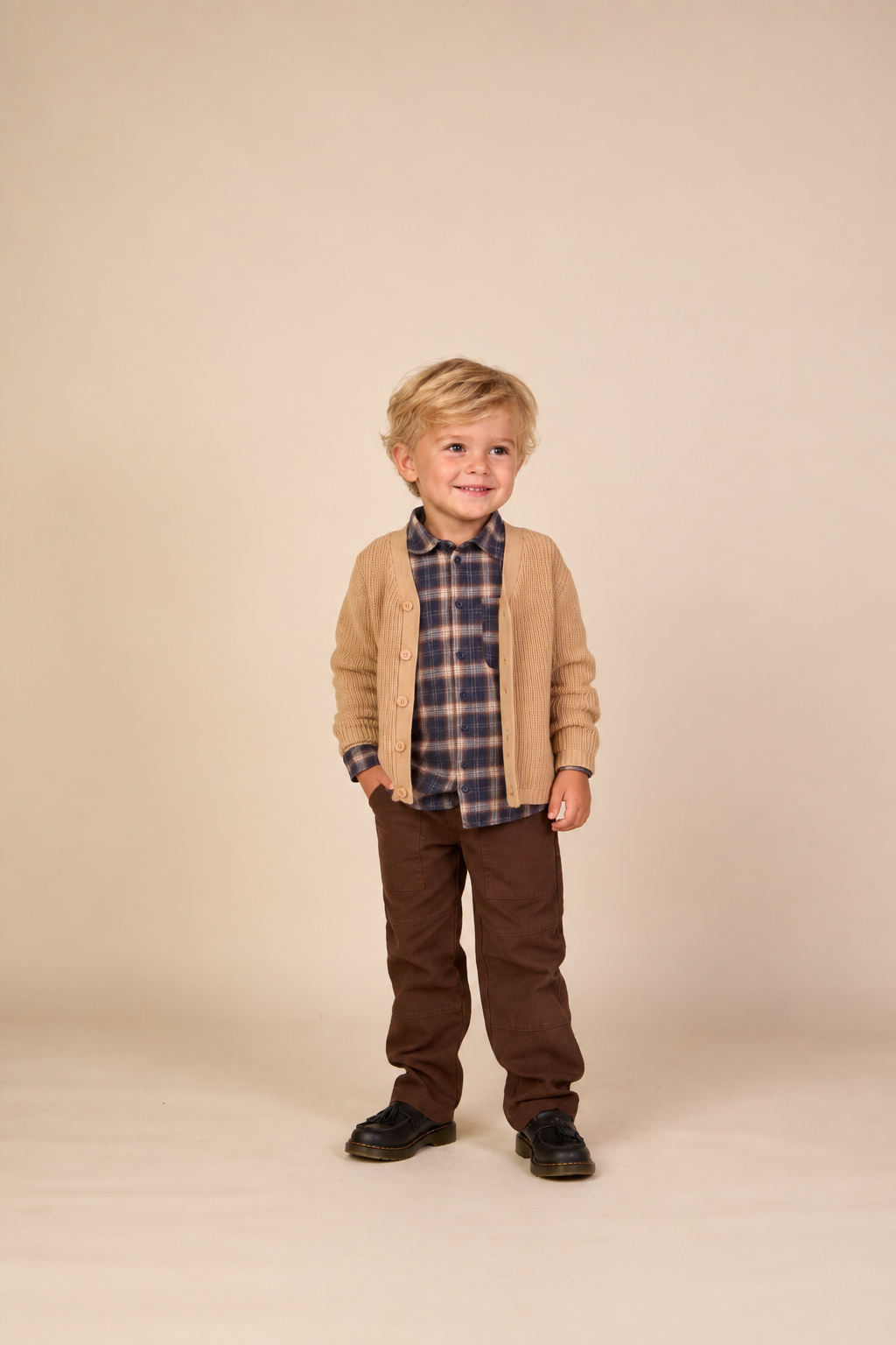 Canvas-Hose mit aufgesetzten Taschen Kids - Dark Brown | 101531 Greyson