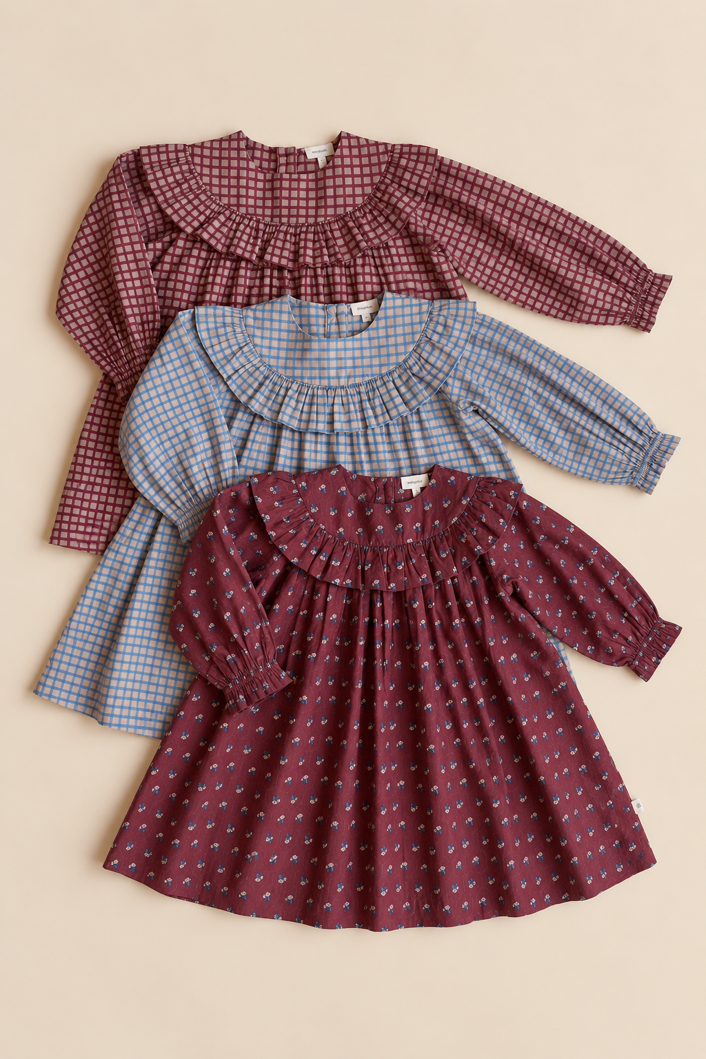 Popelinekleid mit Rüschen Kids - Bordeaux Flowerprint | 101442 Julia