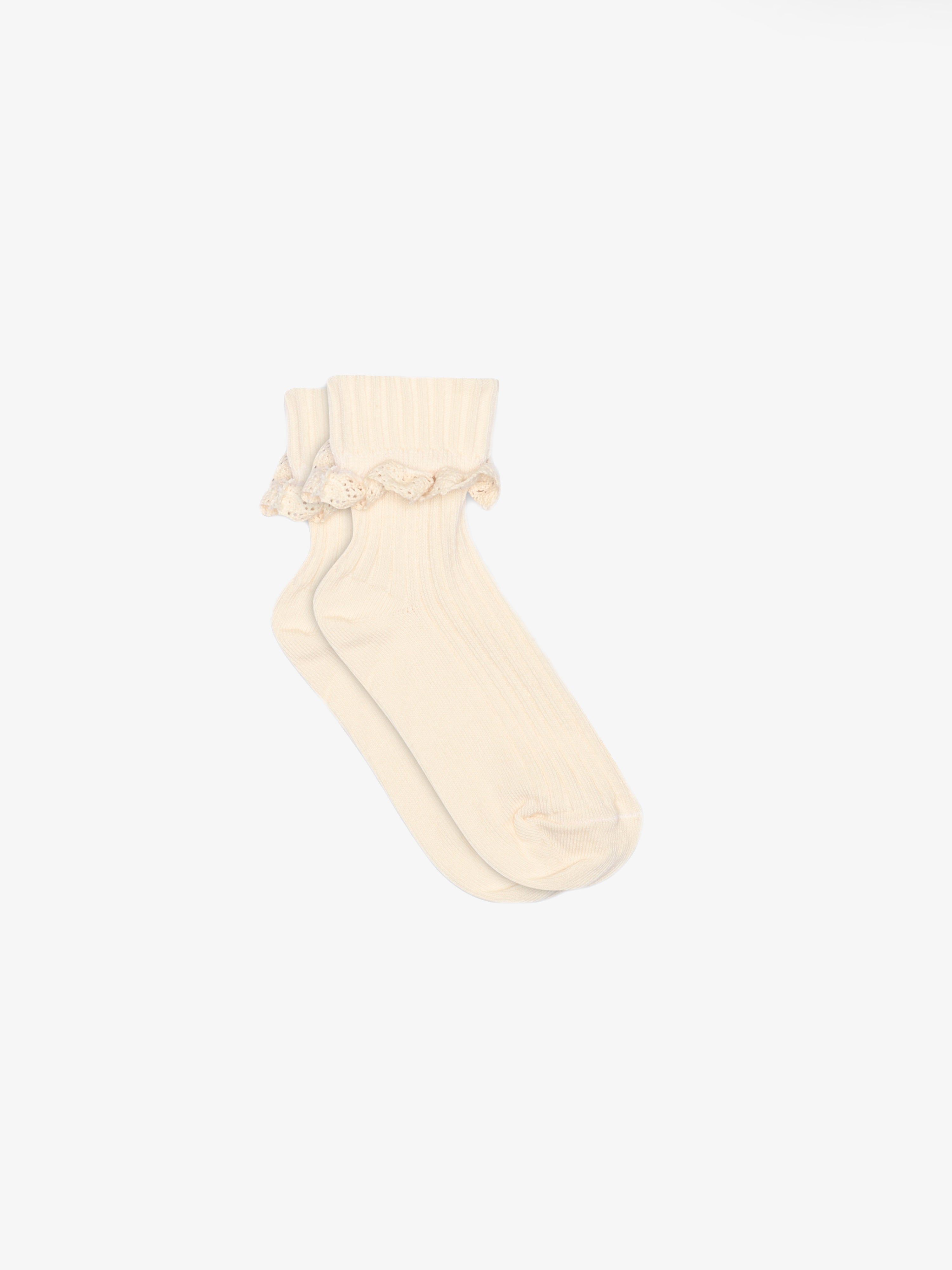 MP Baumwollsocken mit Spitzenrüsche - Tween - Light Beige | 101394 MP Julia Socks