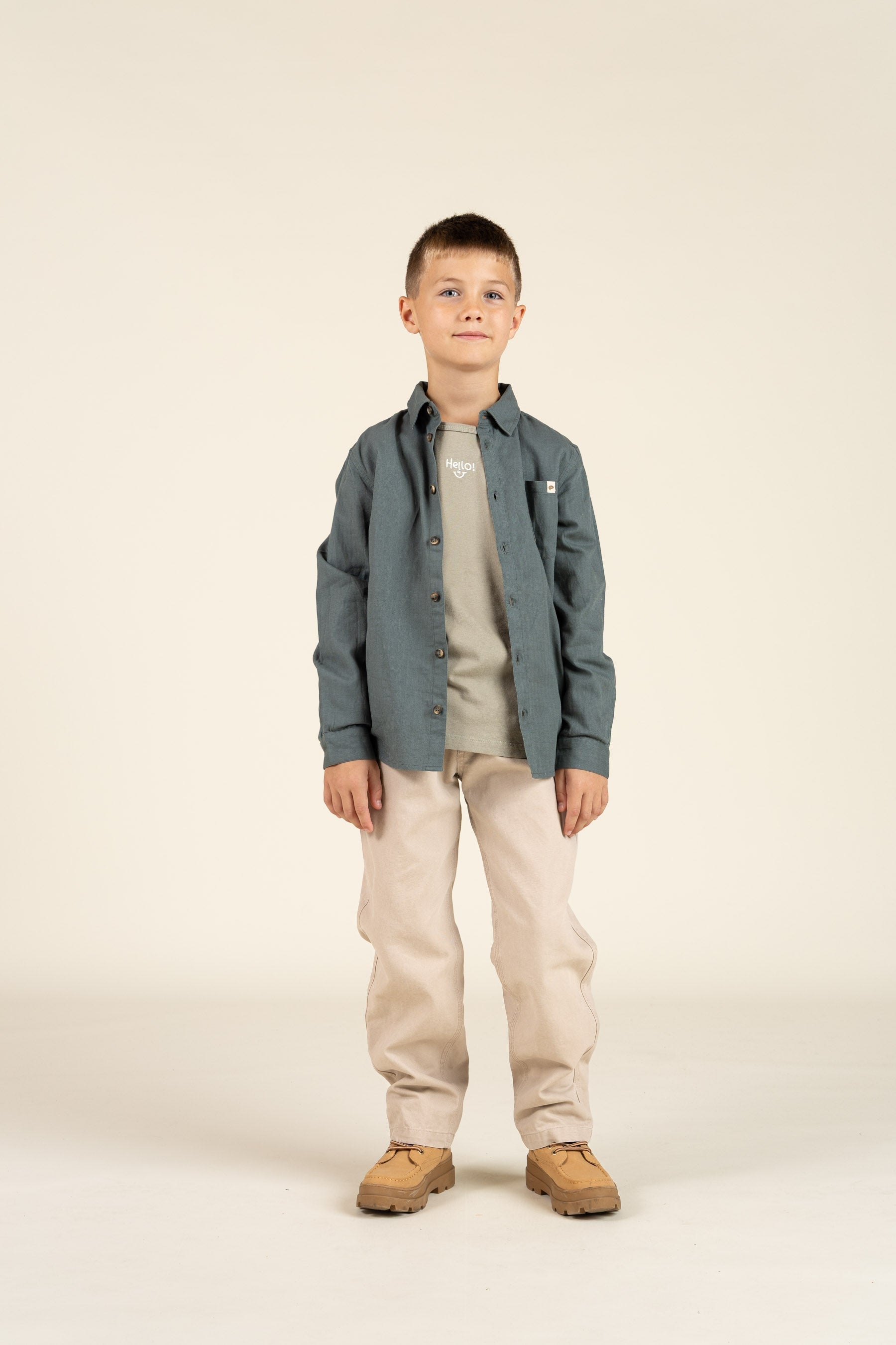 Hemd aus gewebter Baumwolle - Tween - Dark Dusty Green | 100805 Edward