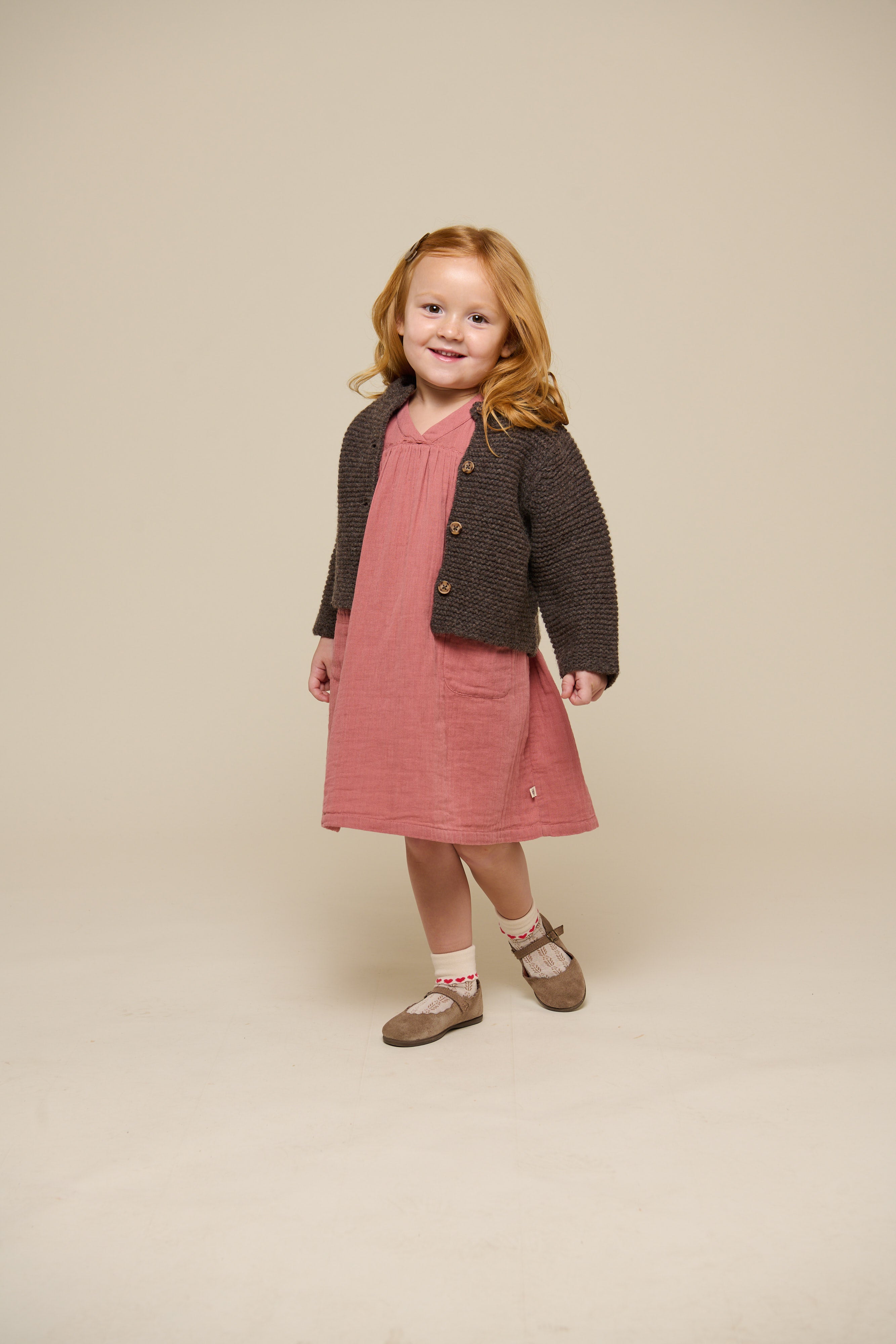 Strickjacke aus Wolle - Kids - Chocolate Melange | 100876 Maya