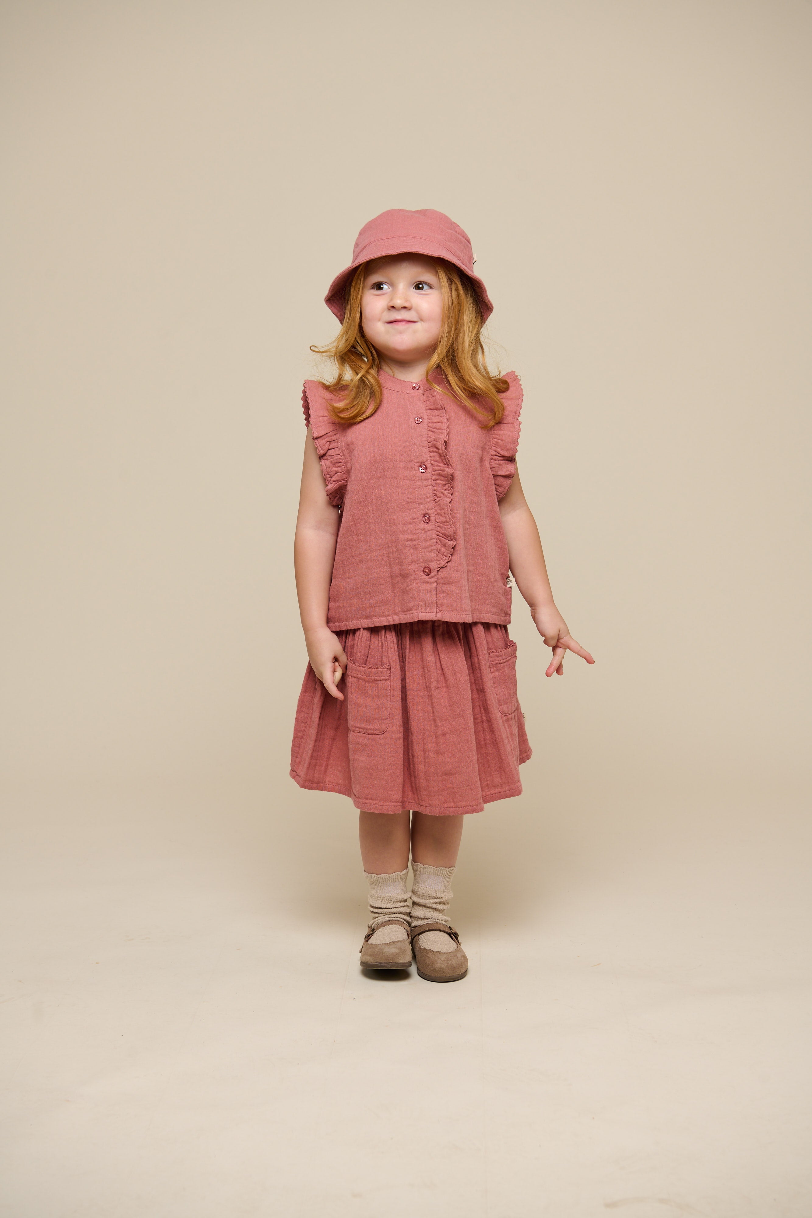 Ärmelloses Top aus Gaze - Kids - Old Rose | 100932 Jasmine