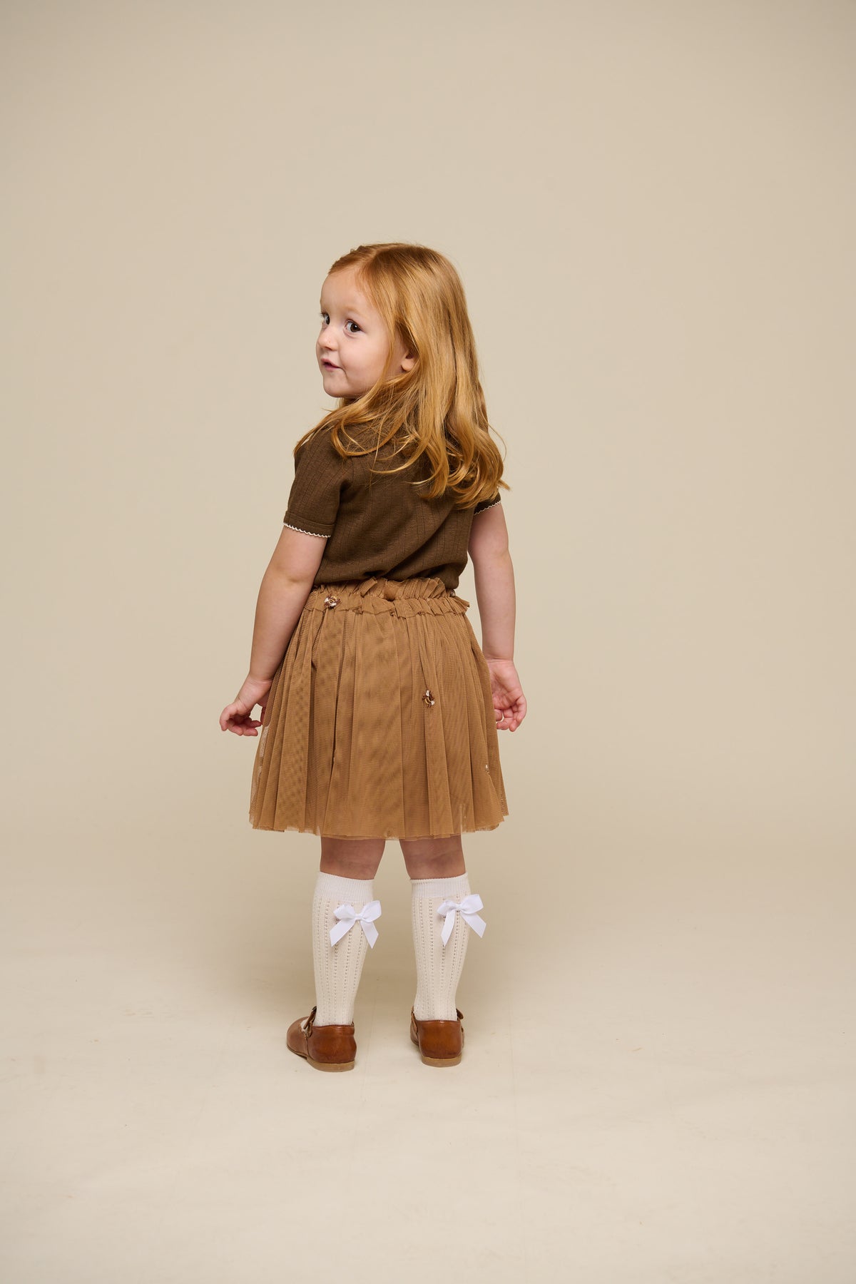 Pointelle T-Shirt mit Kontrast-Picot - Kids - Dark Brown | 101291 Drew