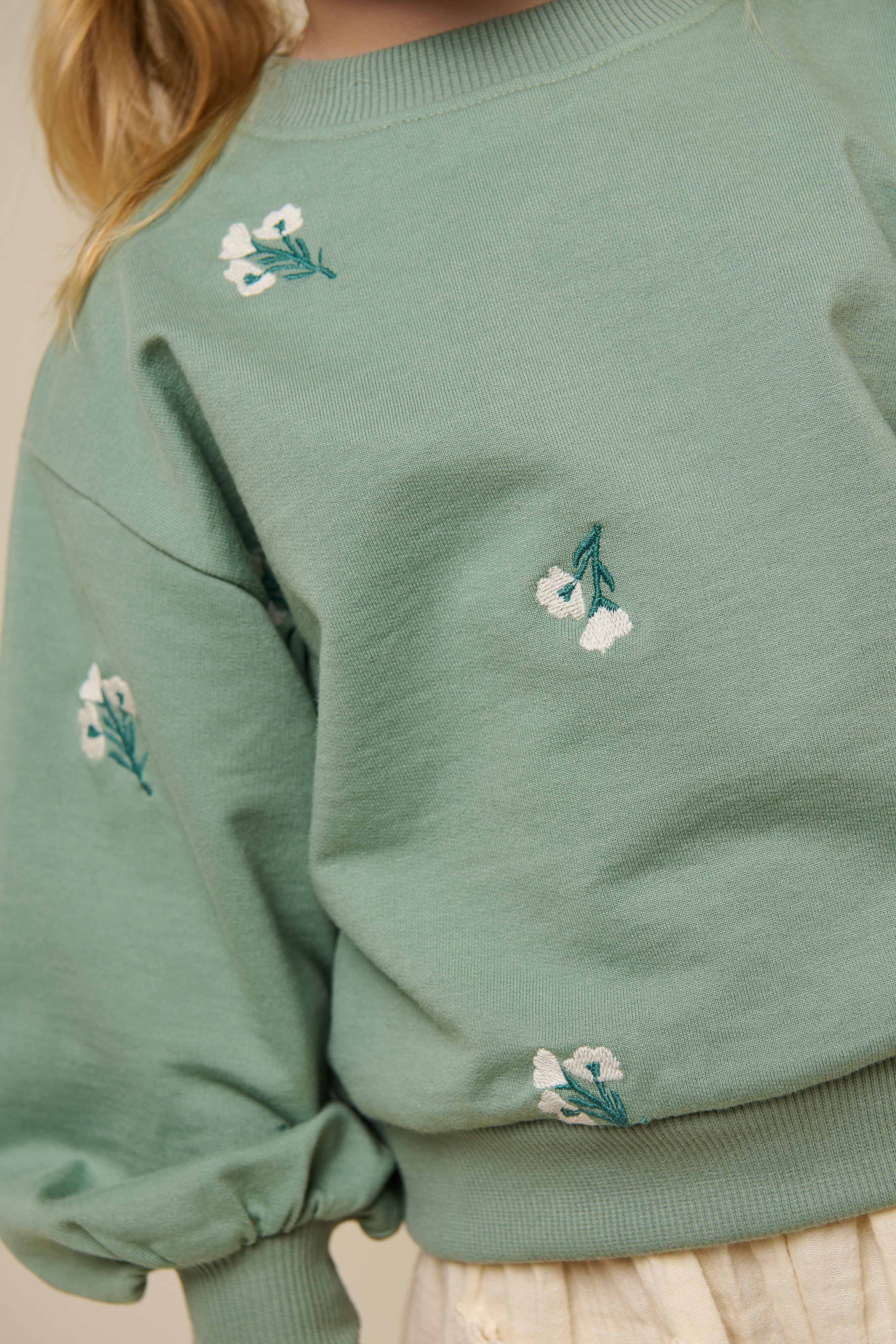 Besticktes Crewneck Sweatshirt - Kids - Dusty Green | 101211 Kimber