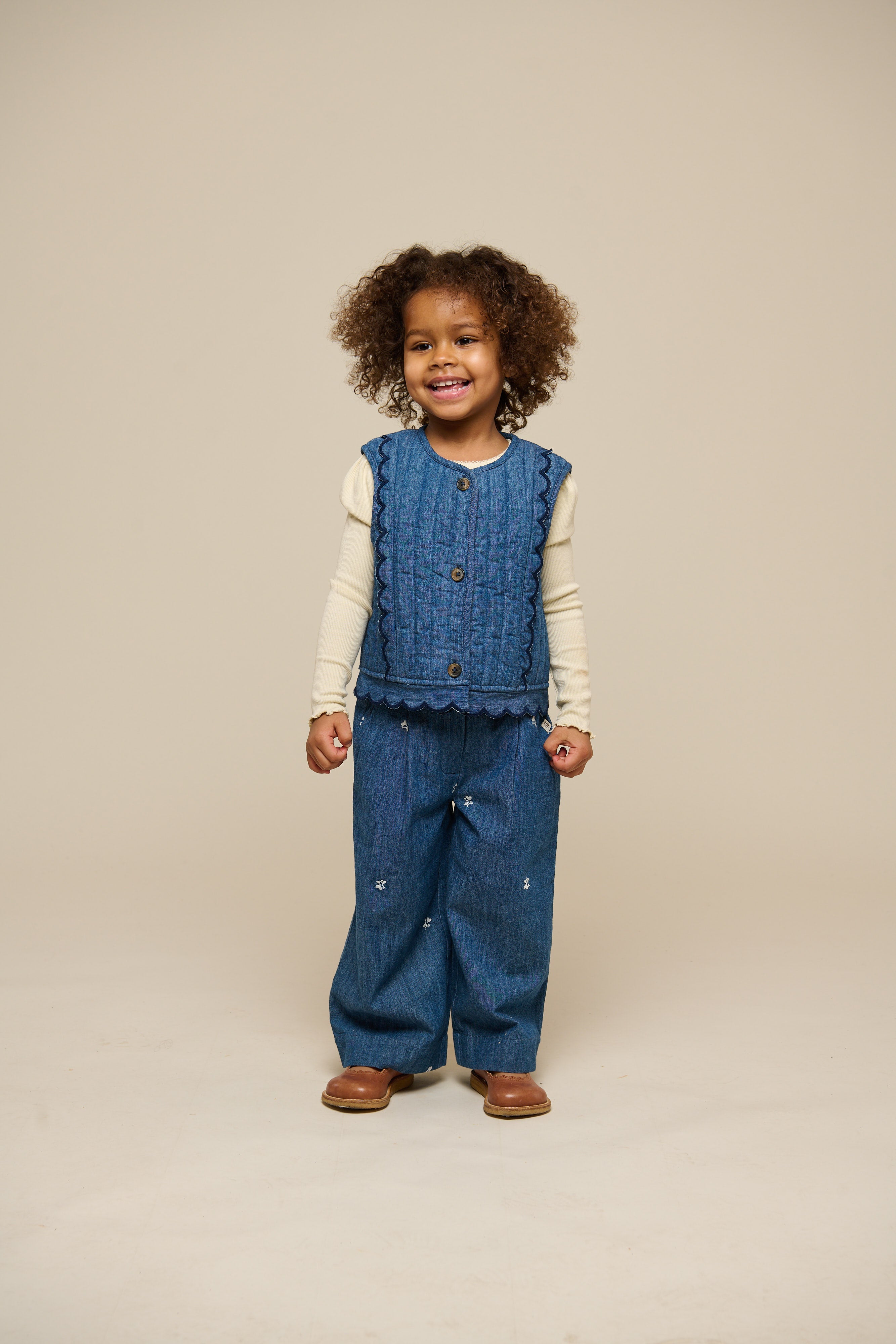 Bestickte Leichte Denim-Hose - Kids - Blue Denim | 101050 Isabella