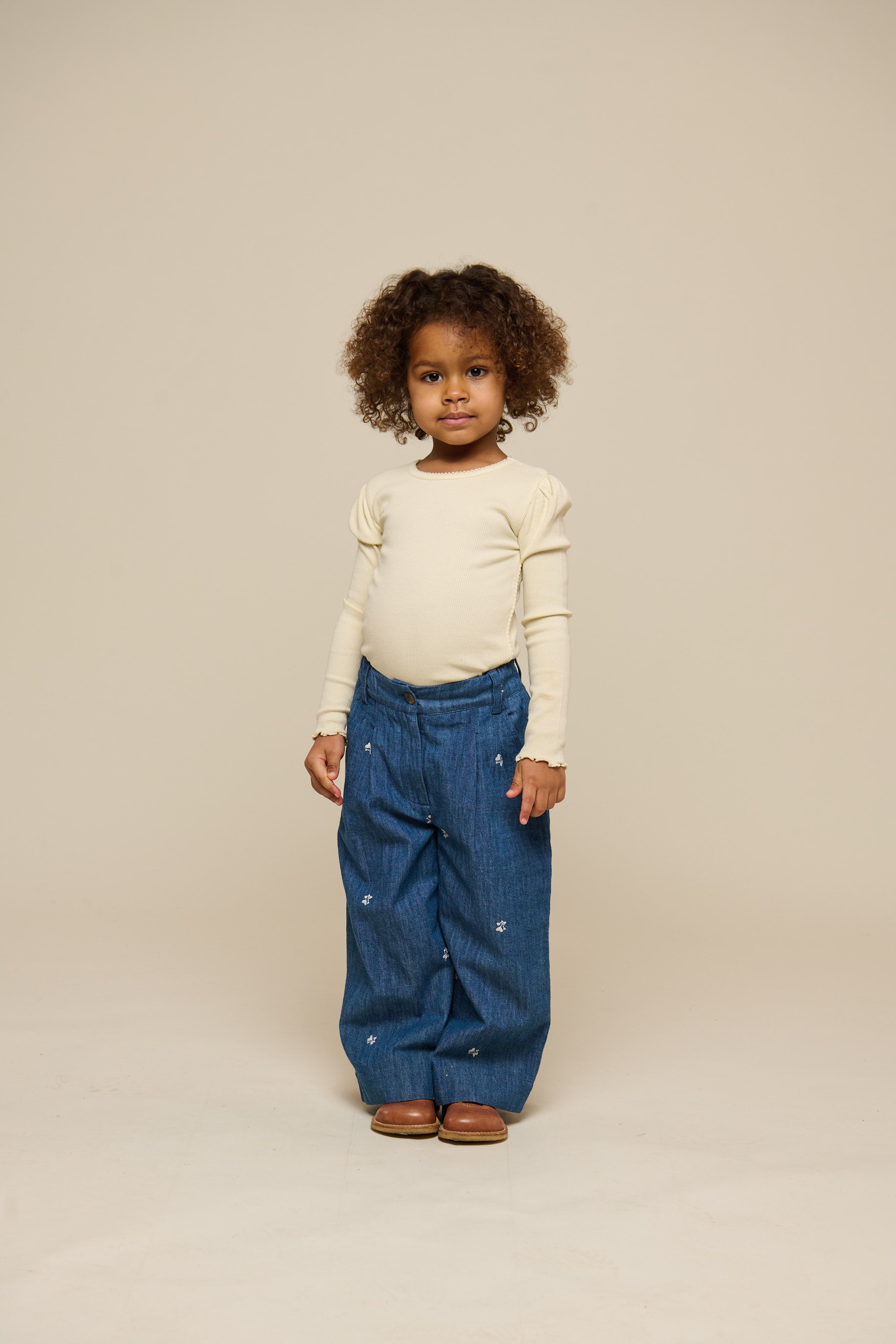 Bestickte Leichte Denim-Hose - Kids - Blue Denim | 101050 Isabella