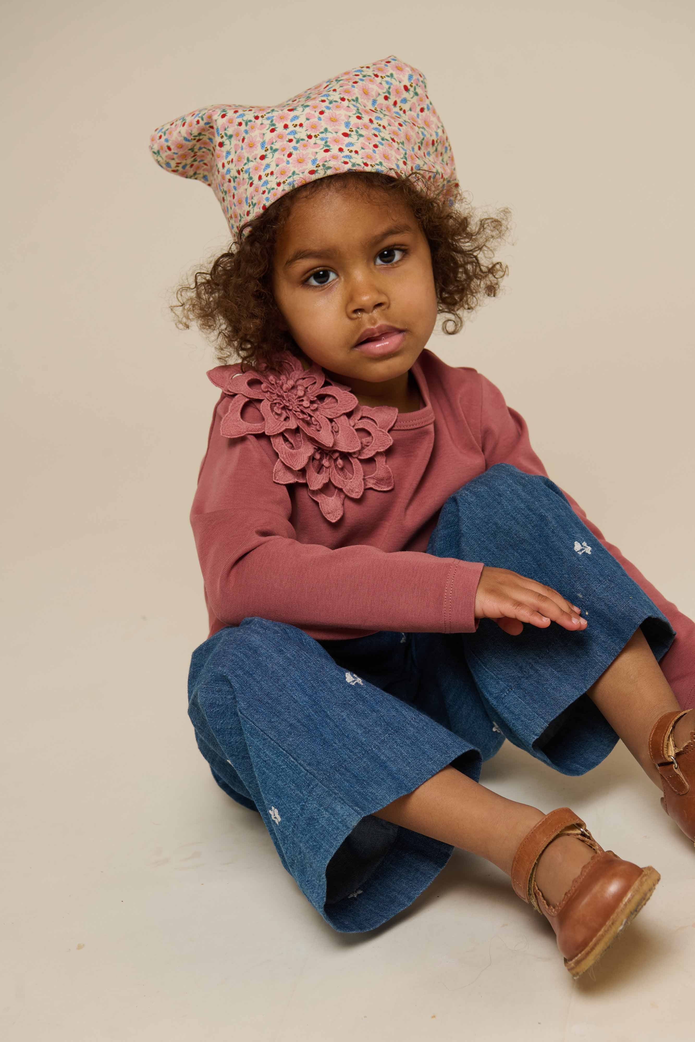 T-Shirt mit Blumenapplikation - Kids - Old Rose | 101233 Sarah