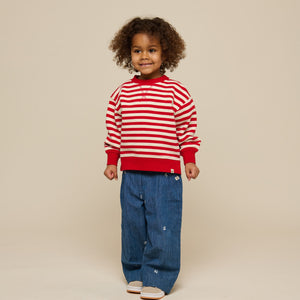 Gestreiftes Crewneck Sweatshirt - Kids - Cherry Red Stripe | 101342 Daniella