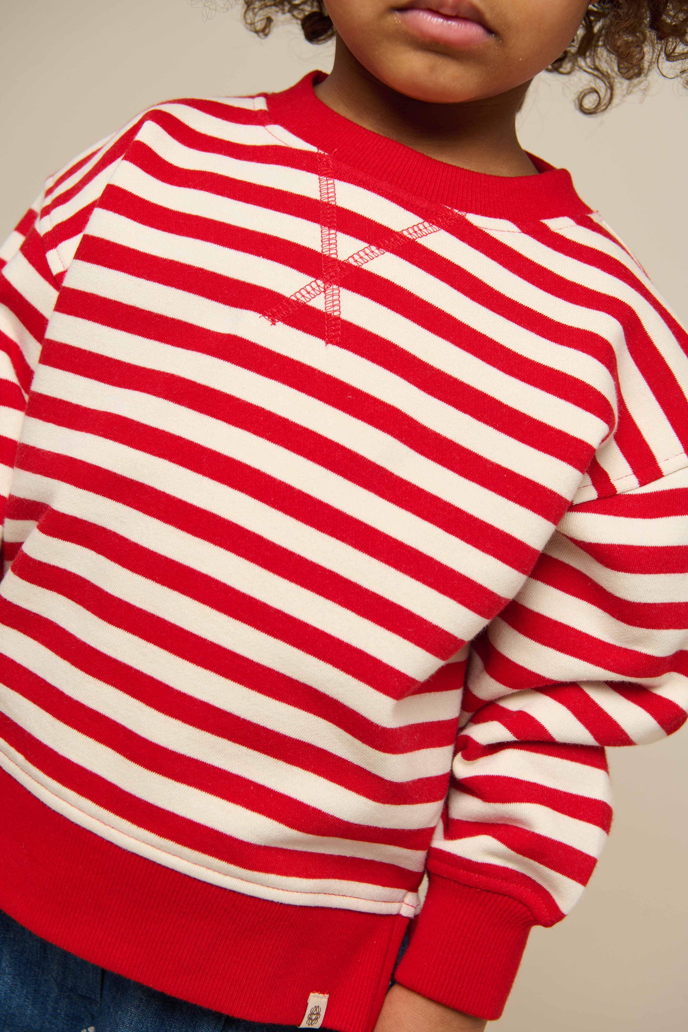 Gestreiftes Crewneck Sweatshirt - Kids - Cherry Red Stripe | 101342 Daniella