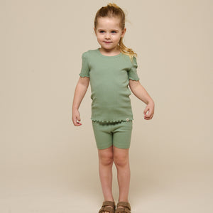 T-Shirt aus Modalripp - Kids - Dusty Green | 101302 Lottie