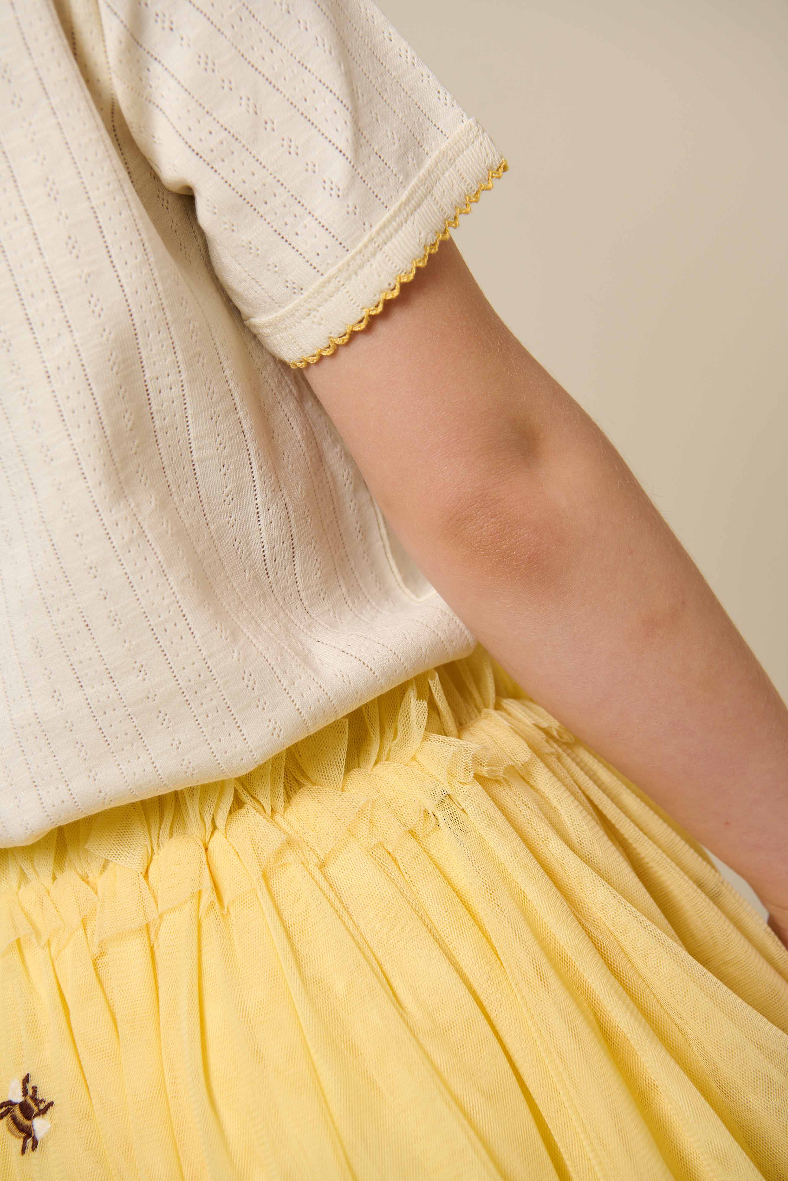 Pointelle T-Shirt mit Kontrast-Picot - Tween - Off White | 101290 Drew