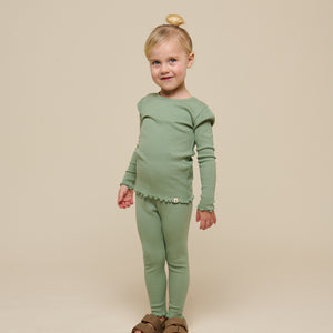 Langärmeliges T-Shirt aus Modalripp - Kids - Dusty Green | 101310 Lottie