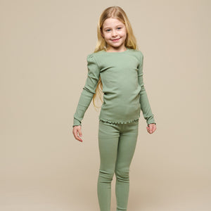 Langärmeliges T-Shirt aus Modalripp - Tween - Dusty Green | 101311 Lottie