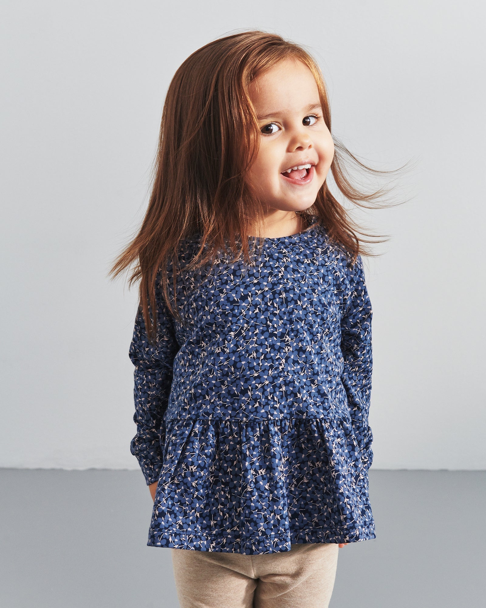 Schößchenbluse aus Jersey mit Ditsy-Print - Little - Blue