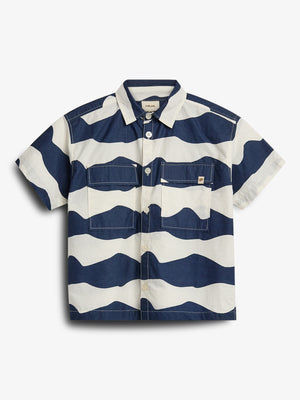 Popelinehemd mit Wellen - Blue | 100142 Kean