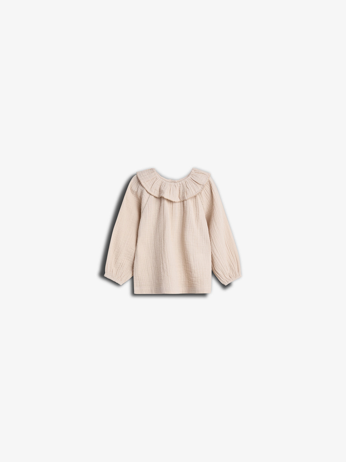 Musselin Kragenbluse mit Knopfleiste - Kids - Light Beige | 100237 Ella