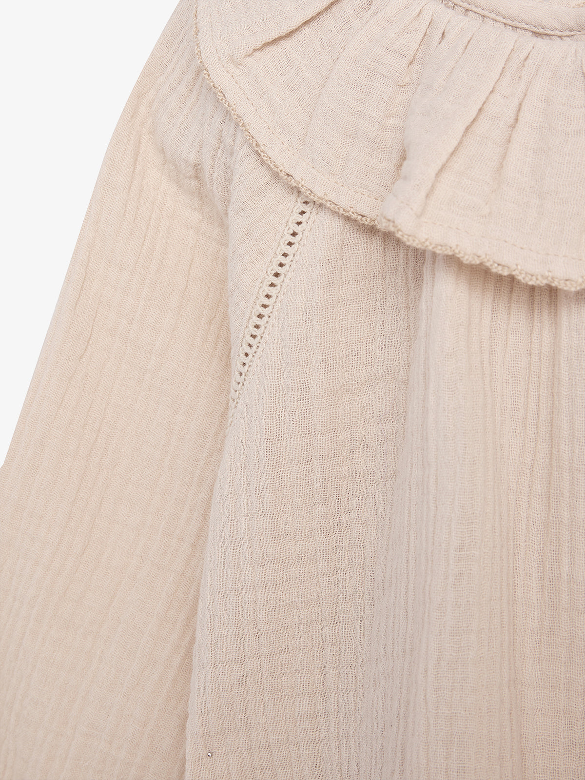Musselin Kragenbluse mit Knopfleiste - Light Beige | 100237 Ella