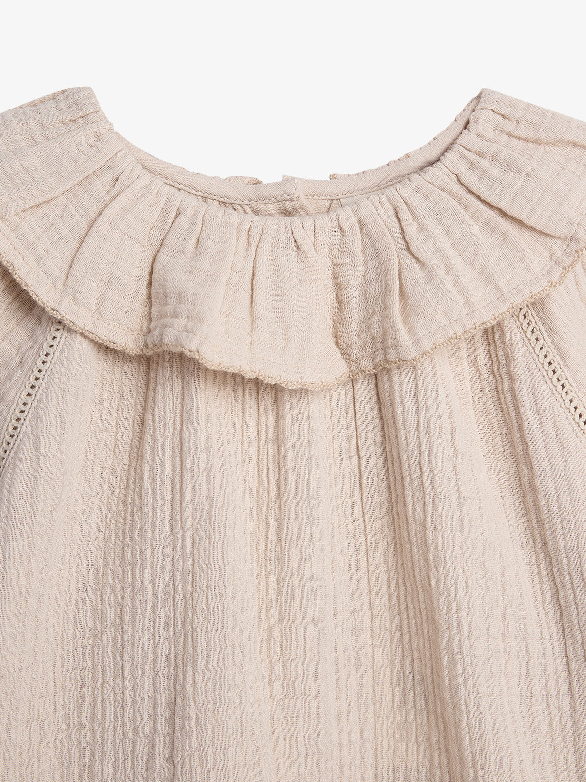Musselin Kragenbluse mit Knopfleiste - Light Beige | 100237 Ella