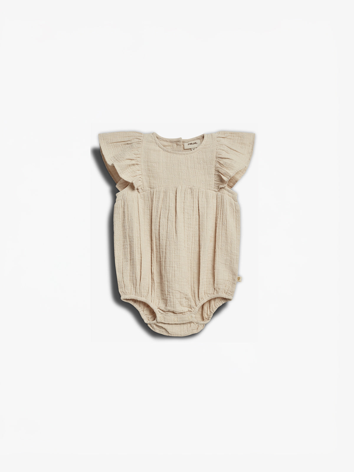 Musselin Strampler mit Schmetterlingsärmeln und Stickerei - Light Beige | 100247 Ella