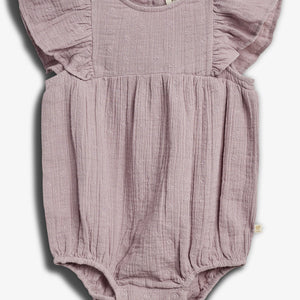 Musselin Strampler mit Schmetterlingsärmeln und Stickerei - Purple | 100248 Ella