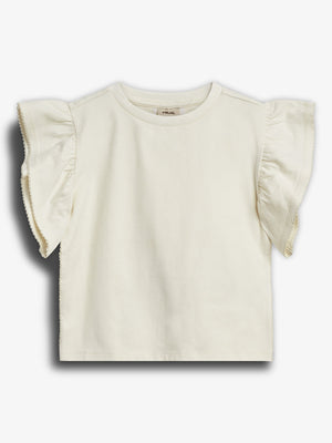 Rüschenshirt mit Picot-Stich - Off White | 100254 Vilde