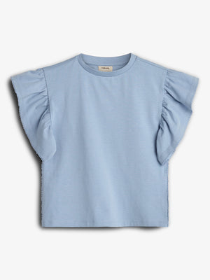 Rüschenshirt mit Picot-Stich - Blue | 100257 Vilde