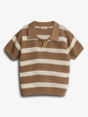 Gestreiftes Strick-Poloshirt - Walnut | 100277 Piet