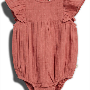 Musselin Strampler mit Schmetterlingsärmeln und Stickerei - Blush | 100293 Ella