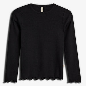 Modal-Ripp Langarm-T-Shirt - Tween - Black | 100442 Fiona