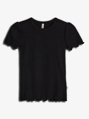 Modal-Ripp Kurzarm-T-Shirt - Tween - Black | 100446 Fiona